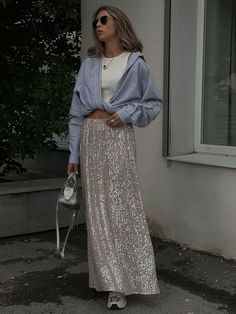 none Sequin Skirt Long, Long Skirt For Women, Pencil Pattern, Clue Party, Maxi Sequin Skirt, Long Skirt Casual, Style Types, Empire Dresses, Maxi Skirts Summer