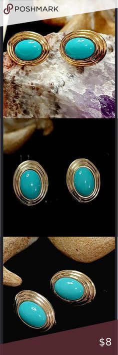 Vintage AVON Turquoise Gold Tone Earrings