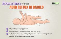 a baby laying on its back with the words exercise to treat acid reflex in babies