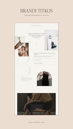 Luxury, Minimal , Feminine & Timeless Squarespace Website Design For Personal Stylist Brandi Titkos Luxury Web Design Inspiration, Website Minimalist, Wix Web Design, Feminine Web Design, Beautiful Website Design, Luxury Website, Modern Website Design