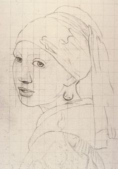 a drawing of a girl with a pearl earring