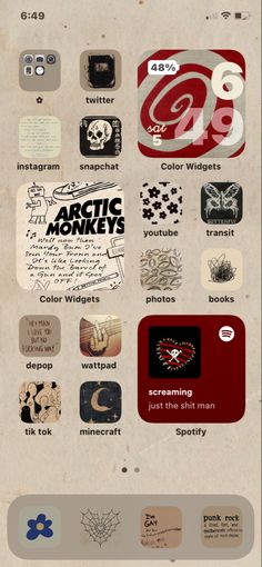 an old poster with many different types of logos on it's back side and the words arctic monkeys above them