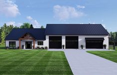 this is an artist's rendering of a house with two garages on the front