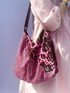 Casual Leopard Face Shoulder Messenger Large Bag -Rebirth Leopard Face, 2000s Clothes, Cool Fits, Les Miserables, Pink Leopard, Shoulder Messenger Bag, Large Bag, Style Guide, Pink Brown