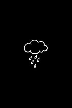 a black and white drawing of a cloud with rain coming from it's side