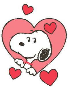 snoopy with hearts in the shape of a heart