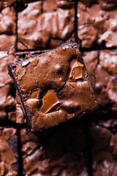 chocolate brownies with peanut butter frosting on top