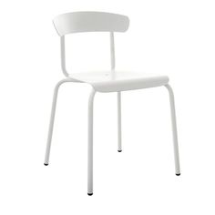 a white chair on a white background with the seat up and one arm folded back