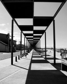 black and white photograph of an empty street