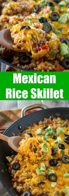 mexican rice skillet with black olives and green onions