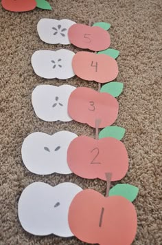 an apple number line made out of paper