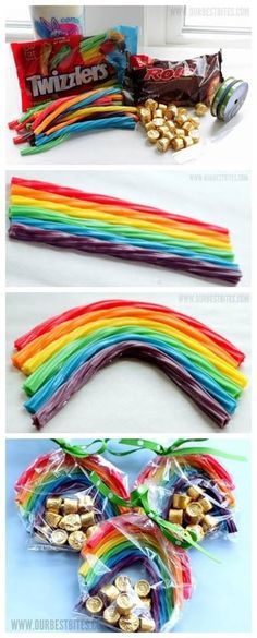 the rainbow candy bar is made out of plastic wrappers