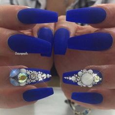 Nails Long Matte Nails, French Nails Glitter, Blue Coffin Nails, Coffin Nails Matte, Elegant Nail Designs, Stiletto Nails Designs, Blue Nail, Trendy Nail, Trendy Nail Art