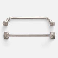 two stainless steel handles on a white background