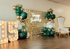 an image of a birthday party setting with balloons