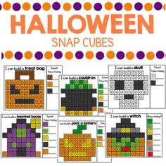 halloween snap cubes for kids to color and practice their math skills with the addition puzzle