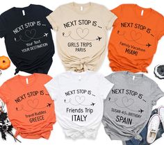 Custom Birthday Trip Shirt, Custom Destination Travel Family T-shirt, Personalized Girls Trip Tee,  Friends Travel Outfit, Holiday Shirt Welcome to TrendswayStore! You are where you can find your style and comfort. We are here to introduce you to the latest trends and quality products. Start exploring now We wish you pleasant shopping! PRODUCT DETAILS For printing, we use Bella Canvas and Gildan SoftStyle brand shirts, which are the best in the industry. *Bella Canvas -unisex size -4.2 oz. -Solid colors are 100% Combed Cotton and Ring-Spun Cotton. -Athletic Heather 90% Combed and Ring-Spun Cotton, 10% Polyester -All Heather CVC Colors 52% Combed and Ring-Spun, 48% Polyester *Gildan SoftStyle -unisex size -Sport Gray : 4.5 oz/yd² | 90% Ring Cotton / 10% Polyester -Heather Navy, Heather Maro Summer Slogan Top As Gift, Birthday Travel, Friends Travel, Travel Tees, Find Your Style, Travel Shirts, Holiday Shirts, Branded Shirts, Custom Birthday