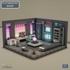 an image of a futuristic room set up in the style of sci - fi art