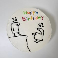 a birthday cake with the words happy birthday written on it and an image of a man