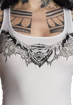 cuz you make being bad look so good, babe! This soft and stretchy tank top has a ribbed material, a slightly cropped fit, a racerback design, and a gothic bat graphic on the front. Black Goth Dress, Metalhead Fashion, Bat Graphic, Punk Plaid, Occult Clothing, Alternative Gifts, Tank Crop Top, Black Goth, Goth Dress