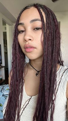 Brown Braids, Purple Braids, Purple And Brown, Small Braids, Long Hair Color, Fall Hair Color, Boho Braids, Long Braids, Plum Purple