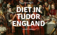 a group of people sitting around a table in front of a painting with the words dietin tudor england