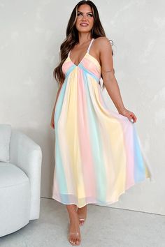 Easily Enchanted Braided Halter Strap Midi Dress (Pink Multi) · NanaMacs Midi Dress Pink, Pink Blue Yellow, Halter Strap, Pink Midi Dress, Outfit Combinations, Trendy Accessories, Spring 2024, Dress Pink, Midi Length