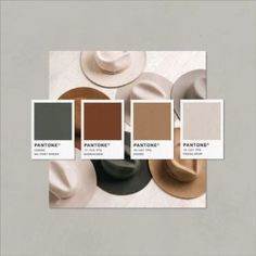 the color scheme for hats is shown in shades of brown, beige, and grey