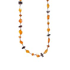 Multi Colored Amber Necklace 52" Orange Amps, Orange Amp, Amber Necklace, Amber Color, Orange Brown, Yellow Orange, Multi Colored, Tassel Necklace, Amber