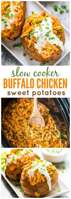 slow cooker buffalo chicken sweet potato casserole is an easy and delicious dinner