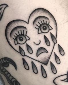 Traditional Heart Tattoos, Crying Heart, Traditional Black Tattoo, Optical Illusion Tattoos, Illusion Tattoos, Earthy Tattoos, Tattoo Catalog, Wrist Tattoo Designs