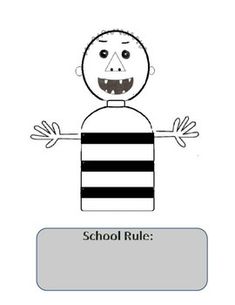 an image of a cartoon character with the words school rules