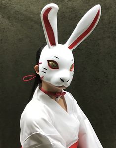 Rabbit Mask White Gothic Cosplay Unisex FRP Festival Halloween JPN Artist | eBay Bunny Makeup, Alice In Wonderland Rabbit, Alice Fox, Crow Mask, Rabbit Mask, Gothic Cosplay, White Gothic, Noh Mask, Mask White