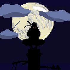 the silhouette of a person standing in front of a full moon