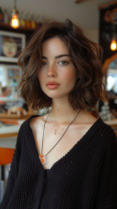 Discover the bold allure of the Shattered Bob for wavy hair, a standout style from our compilation of the Best 25 Short Wavy Hairstyles: Trending Styles In 2024. This edgy cut boasts shattered layers that effortlessly enhance your waves, creating a dynamic and textured look that exudes modern sophistication. Click the pin for more trendsetting hairstyles and follow us for endless hair inspiration! #ShatteredBob #WavyHair #ShortHairstyles #TrendingStyles #HairInspiration Short Fine Haircuts For Women, Haircuts Designs, Wavy Bob Hairstyles, Beauty Habits, Short Brown Hair, Hair Inspiration Short, Short Wavy, American Beauty