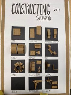 a poster with instructions on how to make construction paper houses and other things that are made out of cardboard