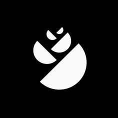 a black and white logo with an abstract shape