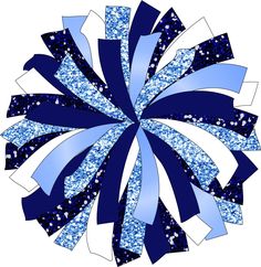 a blue and white pinwheel with glitters on it