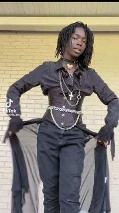 Nigerian Alternative Fashion, Black Goth Men, Goth Masculine Outfits, Goth Warrior, Goth Black Women, Gothic Black Women, Masc Goth, Goth Oc, Black Goths