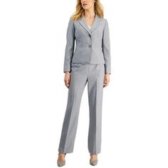 Manufacturer: Le Suit Style Type: Pant Suit Collection: Le Suit Sleeve Length: Long Sleeves Material: Polyester Fabric Type: Polyester Specialty: Herringbone Sku: BH5927716 Size: 16.  Color: Gray.  Gender: female.  Age Group: adult. Suit Collection, Le Suit, Suits Clothing, Business Pants, Casual Wide Leg Pants, Pantsuits For Women, Work Trousers, Pant Suit, Suit Style