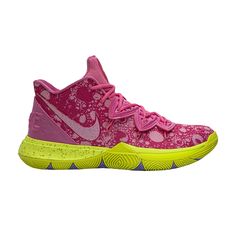 Find NIKE Spongebob Squarepants X Kyrie 5 'patrick on Editorialist. In collaboration with Nickelodeon for the iconic show's 20th anniversary in August 2019, the SpongeBob SquarePants x Nike Kyrie 5 celebrates Irving's love for the cultural phenomenon. This 'Patrick' edition embodies the starfish's complexion in 'Lotus Pink' mesh with a tonal lace shroud and cratered external heel. A graphic of the character's face is printed on the sockliner. Its vibrant, dual-tone rubber outsole gives a last no Pink Athleisure Basketball Shoes For Streetwear, Nike Spongebob, Nike Kyrie 5, The Spongebob, Kyrie 5, Spongebob Patrick, Patrick Star, Pink Men, Kyrie Irving