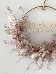 Dried flower wreath - Mothers Day gift- Personalized gift Dried Floral Wreaths Grass, Boho Brass Wreath, Dried Flower Wire Wreath Making Kit, Dried Floral Wreath Simple, Dried Flower Wreaths French Country, Dried Flower Hoop For Bridesmaid, Dried Floral Half Wreath, Minimal Dried Flower Wreath, Dried Flower Hoop Wedding