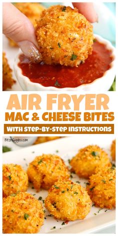 air fryer mac and cheese bites with step - by - step instructions