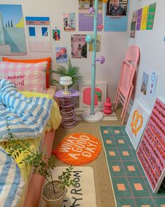 a room filled with lots of colorful furniture and decor