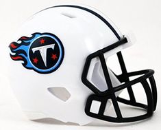 a white tennessee football helmet with flames on the side and blue flame in the center