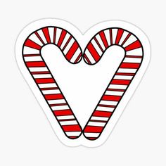 two candy canes in the shape of a heart sticker