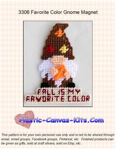 an image of a cross stitch pattern for a brochure with the words, fall is my favorite color gnome magnet