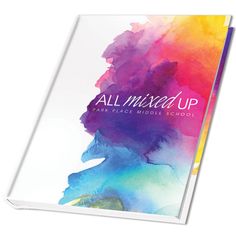 the front cover of an all mixed up book, with watercolor paint on it