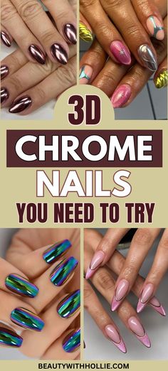 16 Chrome Nail Looks That Will Inspire Your Next Mani Chrome Nail Designs, Manicure Colors, Chrome Nail