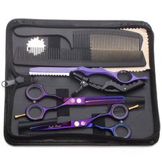 PRICES MAY VARY. CUT PERFECTLY FOR EVERY TIME: This perfect hair cutting shears set is constructed from hand-sharpened Japanese stainless steel that retains its sharp edge up to 3x longer than regular stainless steel. These superior blades won't lock up or get dull in long time, ensuring a perfect cutting every time SHARP, SMOOTH AND EFFICIENT: With a finely honed blade and perfect western hand design, ensuring you will cut more efficiently. We spent more time on our scissor, so you can work eff Thinning Shears, Scissor Case, Purple Dragon, Barber Scissors, Hair Thinning, Thinning Scissors, Hairdressing Scissors, Hair Scissors, Professional Hairstyles